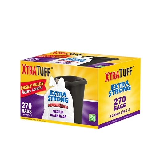 30164, XtraTuff Extra Strong Medium White Trash Bags 8Gal 270CT, 191554301641
