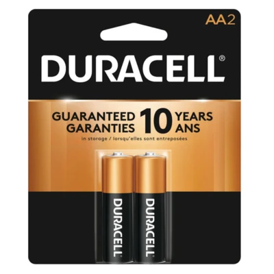 DC2AA, Duracell Coppertop AA Batteries - 2 Pack Alkaline Battery, 04133321501