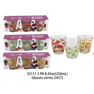 33111, Splash Drinking Glass Cup 8.45oz 3PK Printed, 191554331112