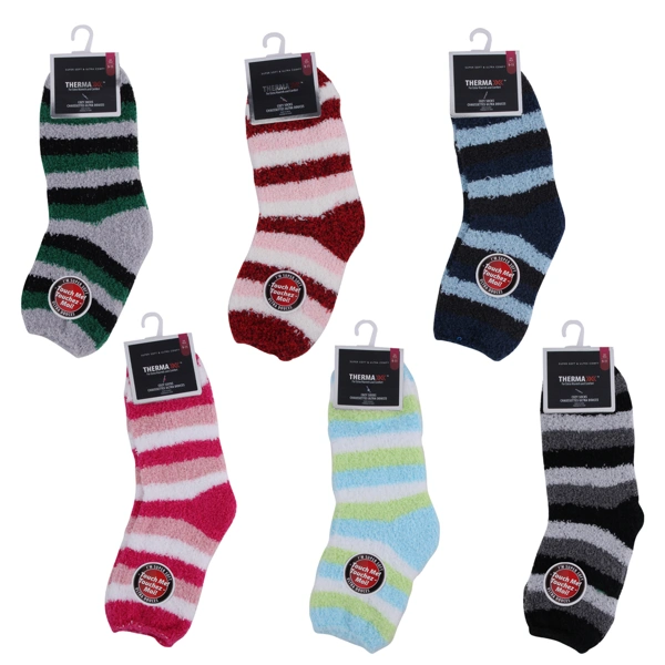 12100, Thermaxxx Winter Socks Fuzzy Stripes, 191554121003