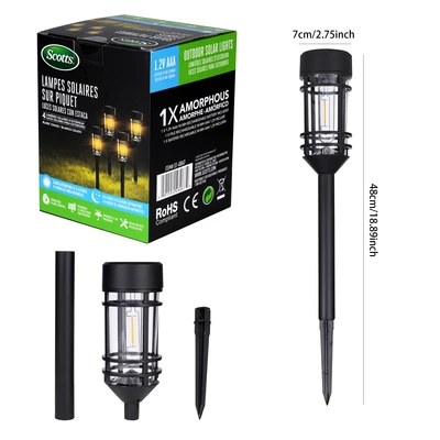 ST-48067, Scotts Solar Pathway Lights Black 4pk, 191554480674