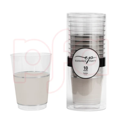 36353, EP 10PK 12oz Tumbler Clear+Silver+ Linen, 191554363533