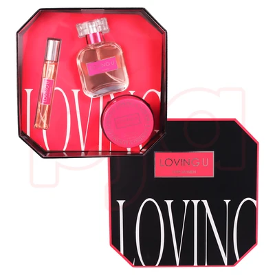 88482, Women's 3pcs Set  LOVING U 15ml/0.51fl.oz+80ml/1.7fl.oz EDP 85g/2.9oz Body Cream, 191554884823