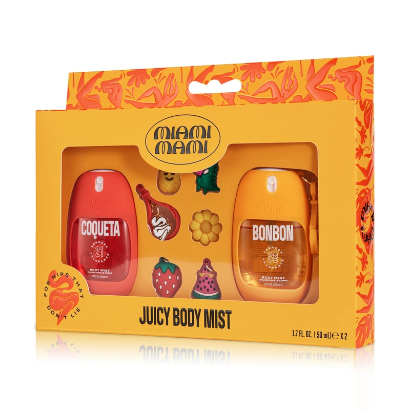 Miami Mami Fragrance Body Mist 1.7oz 2PK w/ Charms