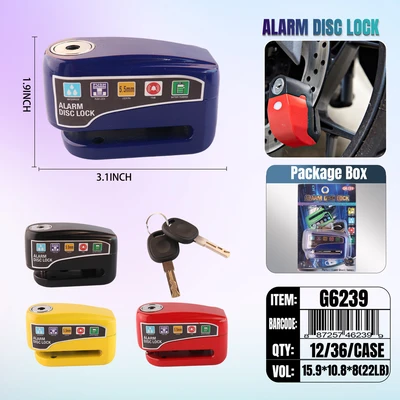 G6239, Metal Alarm Bicycle Lock, 887257462399