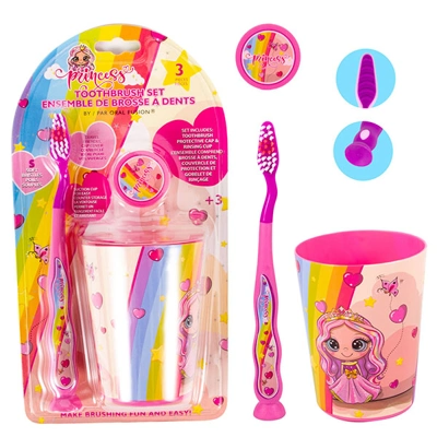 68056, Oral Fusion Kids Toothbrush 3PK w/ Cup Princess, 191554680562