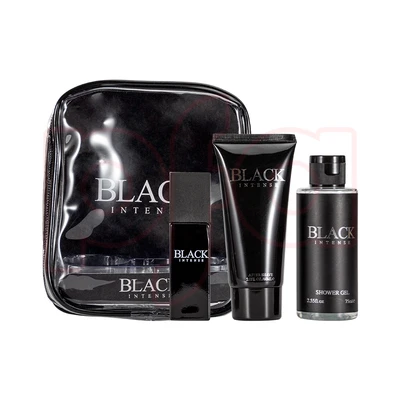 89468, Men's 3pcs Bag Gift Set  BLACK INTENSE 0.4fl.oz Perfume 2fl.oz After Shave 2.55fl.oz Shower Gel, 191554894686