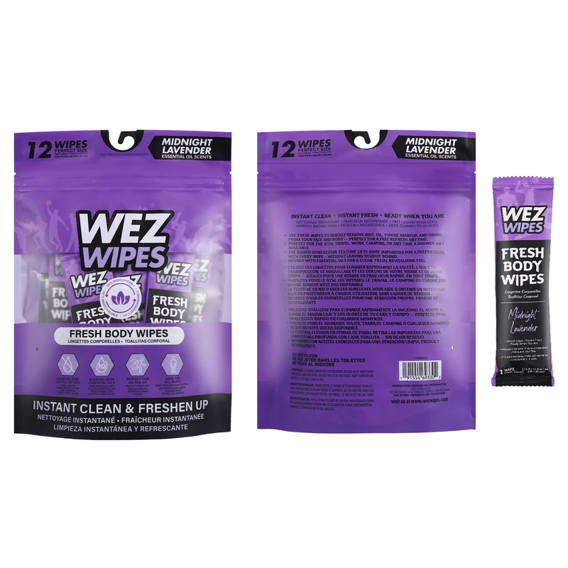 WEZ WIPES Fresh Body Wipes 12pcs Midnight Lavender