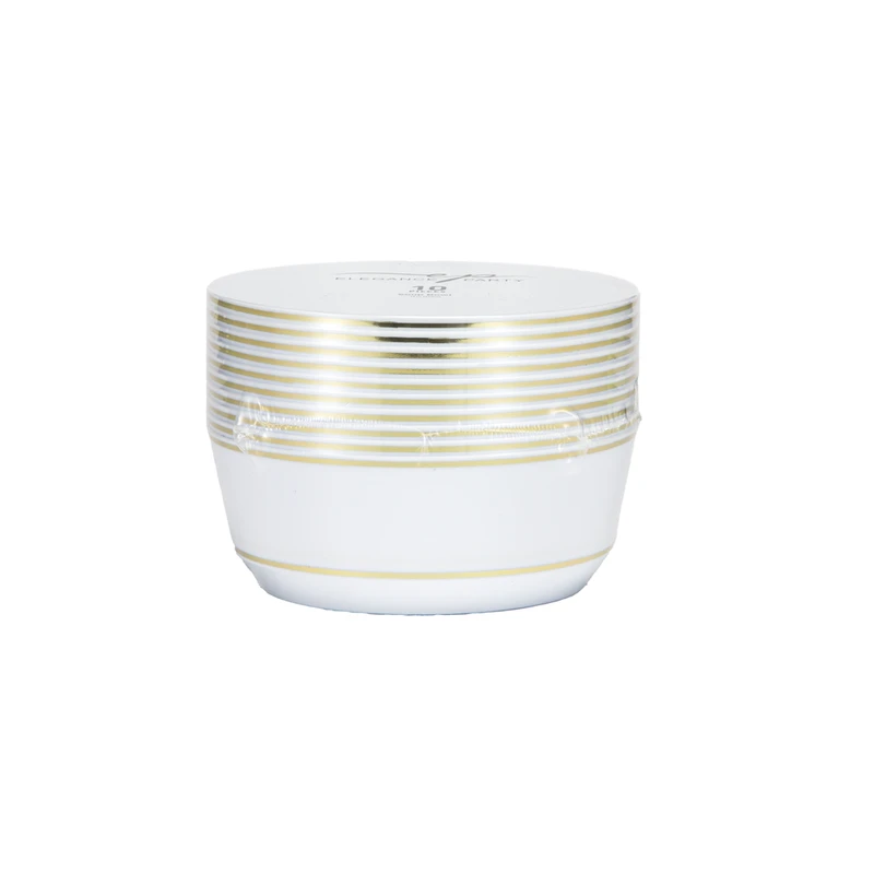 Elegance Party 10PK 8oz Dessert Bowl White+Gold