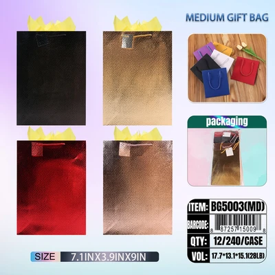 BG5003-MD, General Gift Bags MD.Assorted x4 Styles  7.1"x3.9"x9", 887257150098