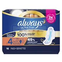 ALW-03364, Always Ultra Thin Pads 16Count Flexi-Wings Overnight Size4, 030772033524