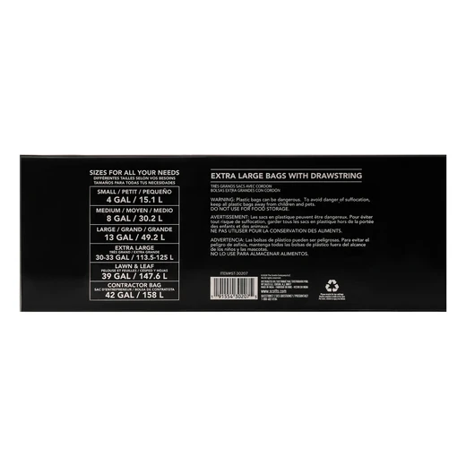 ST-30207, Scotts Drawstring Bag Flex 30 Gal 120CT Black, 191554302075