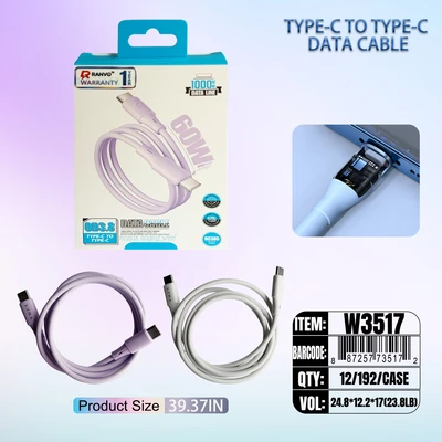 W3517, FAST CHARGING DATA CABLE 1M 60W C-C, 6918033875738