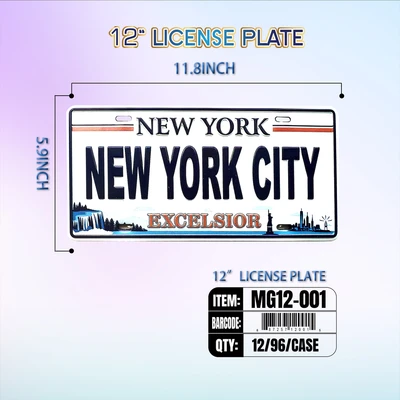 MG12-001, New York Souvenir License Plate 12"x6", 887257120015