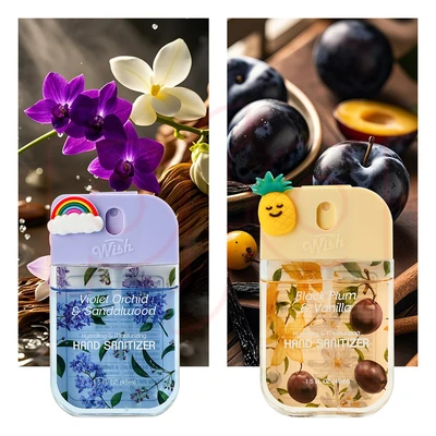 60423, Wish 1.5 FL. OZ. Hand Sanitizer Portable Spray Gift Set Travel Size (Set of 2),4 fragrance variants.Violet Plum/Vanilla Sweet/Coconut Salted/Dragonfruit Golden, 191554604230