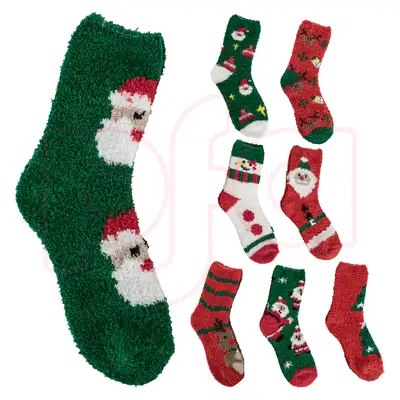 12106, Insulated Christmas Winter Socks Fuzzy HD Xmas, 191554121065