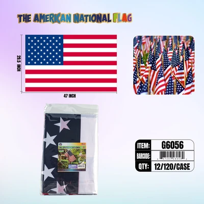 G6056, The American Nation Flag 2.5″ x 4′ Feet, 887257460562