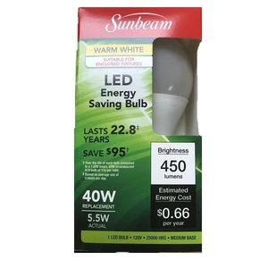 16237, Sunbeam 40W LED Bulb 1PK, 629312162376