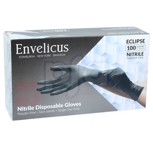 DNG-L100, Envelicus Nitrile Exam Gloves Black 100CT Size: Large, 850014724054