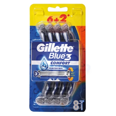 GB3-8C, Gillette Blue 3 Razor 8CT Comfort, 7702018489978