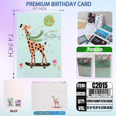 C2015, Birthday Premium Card Generic Messages Inside 12/PVC (144DP), 887257920158