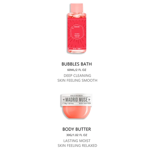 89494, SOLO EN IBIZA 3pcs-Madrid Muse 28-3.4 oz Body Mist, 2 oz Bubble Bath, 1.02 oz Body Butter, 191554894945