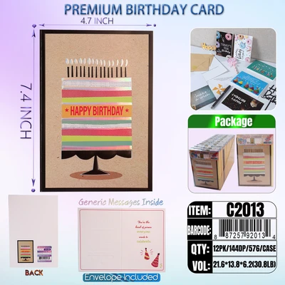 C2013, Birthday Premium Card Generic Messages Inside 12/PVC (144DP), 887257920134