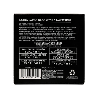 ST-30215, Drawstring Trash Bag Flex 39 Gal 22CT Black Lawn & Leaf - Scotts, 191554302150