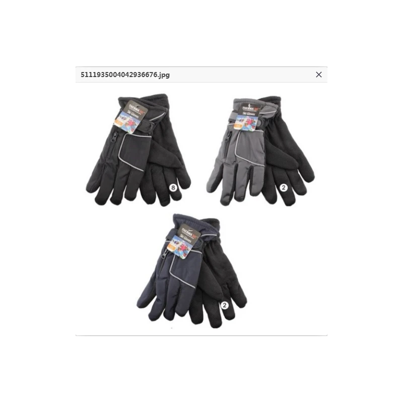 Thermaxxx Winter Ski Gloves Men Zipper Pocket w/ Grip Dots