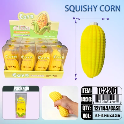 TC2201, Crunchy Squishy Corn  4.5" x 1.97' Pvc/Dp, 887258042019