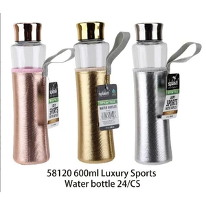 58120, Splash Bottle Glass 20.3oz Sleeve Holder Chrome Top Curved, 191554581203
