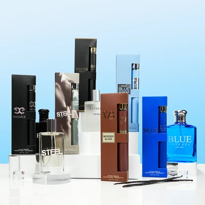 88842, Men's Eau De Toilette Cologne Set 1.18 oz/ 35 ml, 6 Scents Blue Intense/Blue Wonder/Bross Private/Enforce/Steel/Woody Blang, 191554882676