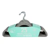 45023, Ideal Home Velvet Hanger 25PK Grey Silver Hook, 191554450233