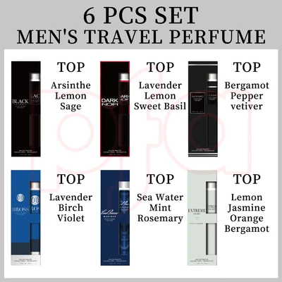 88815, Men's Eau De Toilette Cologne Set 1.18 oz/ 35 ml, 6 Scents Black Intense/Bross/Cool Breeze Mariner/Dark Noir/Extreme/Salvang Travel Set - United Scents, 191554882591