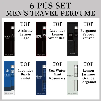 88815, Men's Eau De Toilette Cologne Set 1.18 oz/ 35 ml, 6 Scents Black Intense/Bross/Cool Breeze Mariner/Dark Noir/Extreme/Salvang Travel Set - United Scents, 191554882607