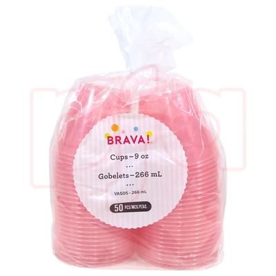 AMS-350741.155, Amscan Brava 9oz Plastic Tumbler 50 Pack Rose, 192937496244