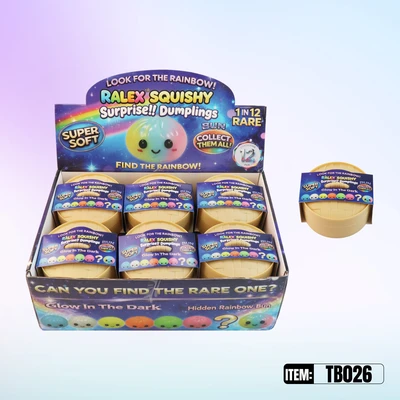 TB026, Ralex Squishy Dumplings Surprise Glow In Dark Soild & Rainbow 3.35", 887258010261