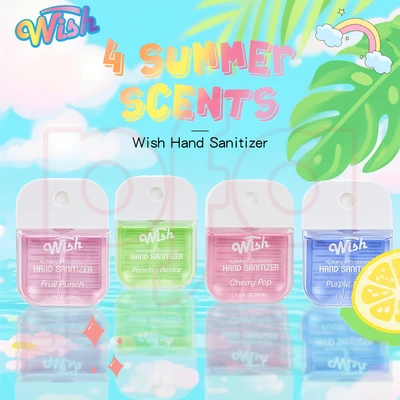 60350, 1.2 oz Hand Sanitizer Spray With Bag,  (4 Scent) Purple Rain/Peachy Nectar/Fruit Punch/Cherry Pop — Wish, 191554603509