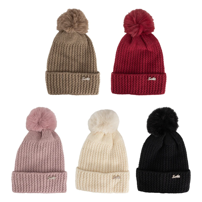 Cindy Claire Ladies Pom Hat w/Fur Lining