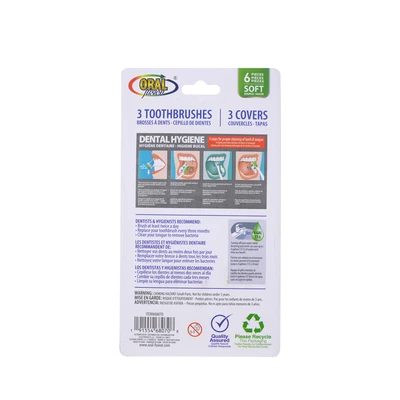 68070, Oral Fusion Kids Vehicle Toothbrush & Cap 6PK Set - 3+, 191554680708