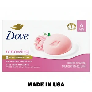 DS6-RN, Dove Soap USA 3.75oz 6-Pack Renewing Peony & Rose Oil #52905, 011111529052