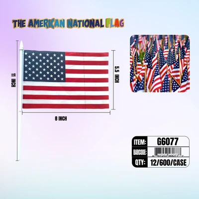 G6077, American Hand-Flag 5.5"x8.3", 887257460777