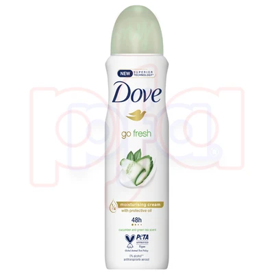 DBS150FT-12, Dove Body Spray 150ML Go Fresh Cucumber & Green Tea, 7791293048581