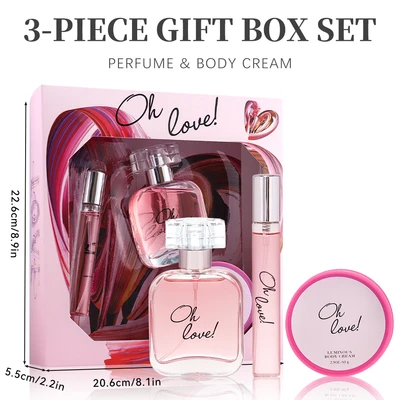 88415, Women's 3 Pcs Set 0.51 oz/15 ml+1.7 oz/50 ml Eau de Parfum 2.9 oz/85 g Body Cream Oh Love! - United Scents Eau de Parfum, 191554884151