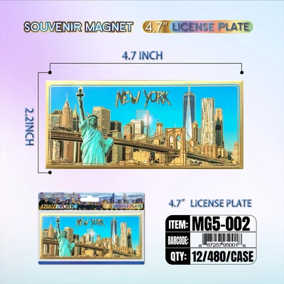 MG5-002, NY Souvenir Metallic Magnet 4.7"x2.2", 887257950025
