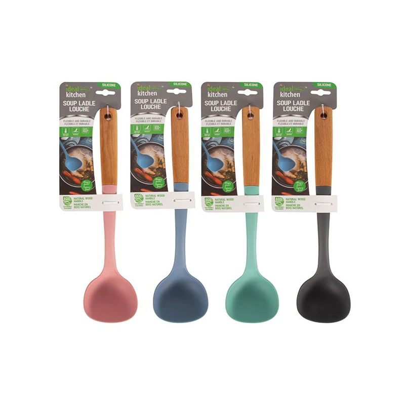 Ideal Kitchen Silicone w/ Wood Handle Soup Ladle