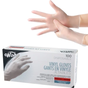 41044, Wish All Purpose Vinyl Gloves 100CT Medium Blue, 096619756803