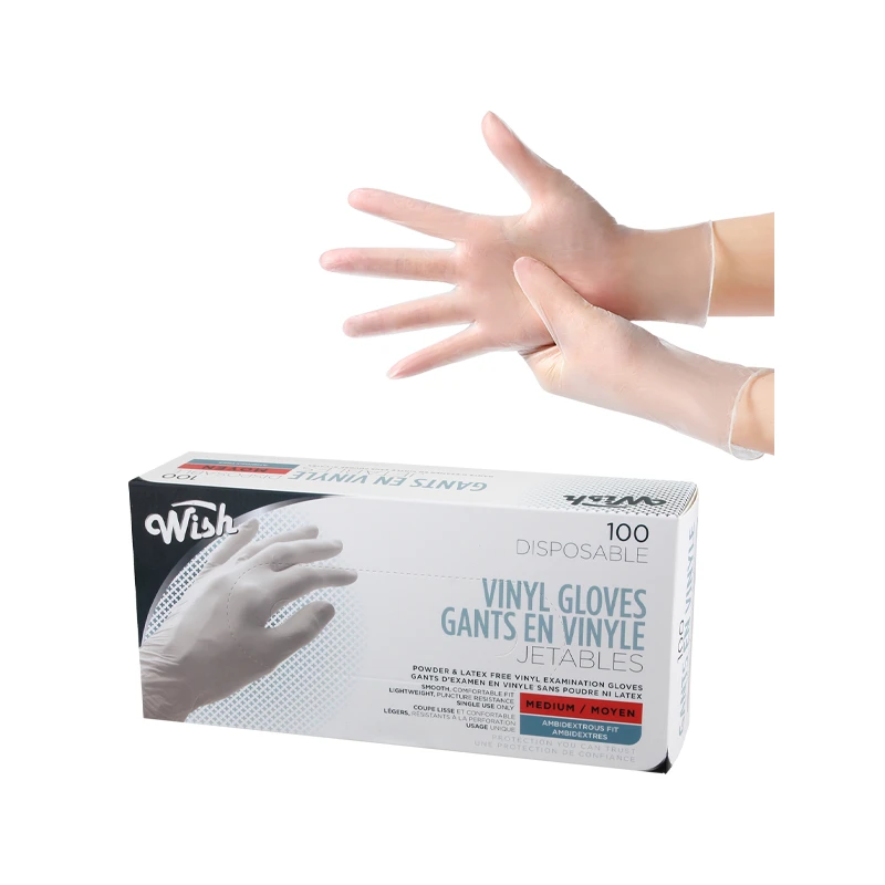 Wish All Purpose Vinyl Gloves 100CT Medium Blue