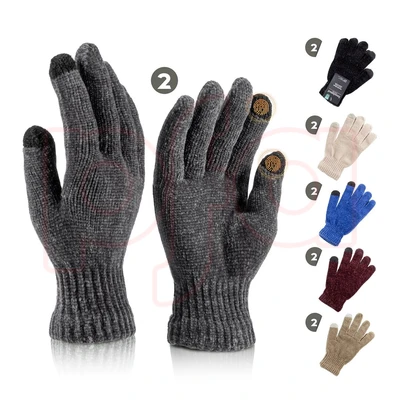 11222, Insulated Chenille Gloves w/ Touch Asst Color, 191554112223