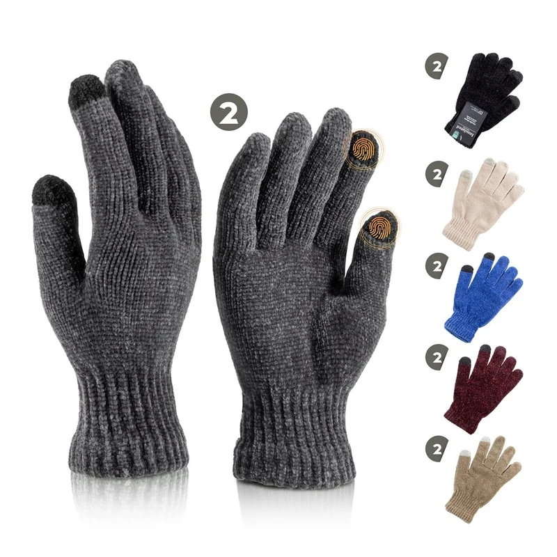 Insulated Chenille Gloves w/ Touch Asst Color